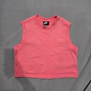 Nike Pink Crop Muscle Tank Top Womens M Swoosh Just Do It Graphic Sleeveless